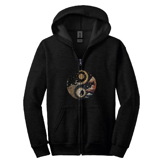 Sun and moon yin yang Zip Hoodies