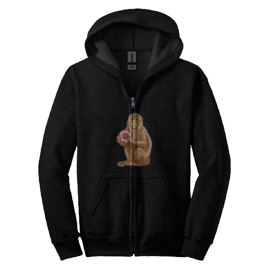 Monkey With Donut Zip Hoodies