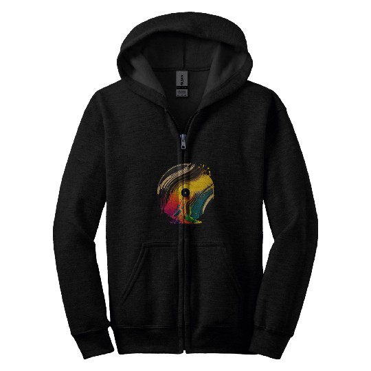 Coolest Retro Vinyl Melted Record Music Splash Art Zip Hoodies