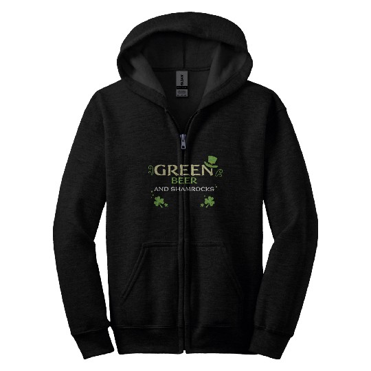 Green beer and shamrocks Zip Hoodies