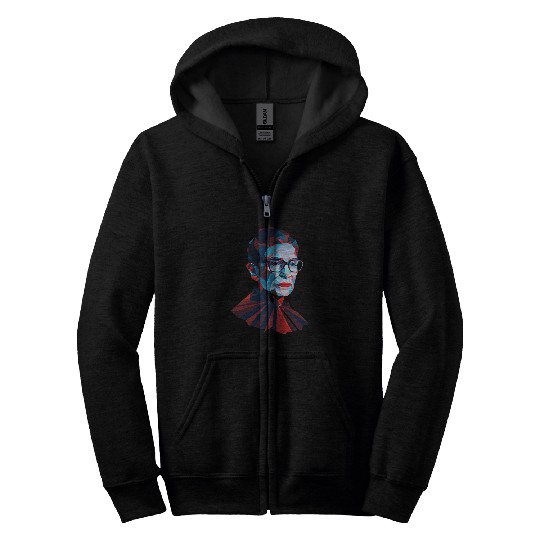 Ruth Bader Ginsburg low polygon design red blue Zip Hoodies