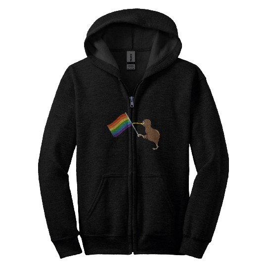 Rainbow Kiwi Pride Zip Hoodies