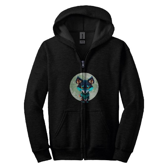 Cute Wolf Moon Graphic Zip Hoodies