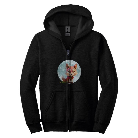 Wolf howling at the moon graphic Zip Hoodies