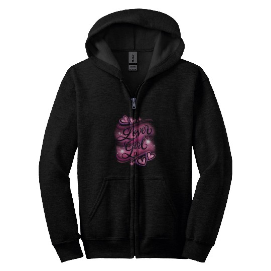 Lover Girl pink airbrush design Zip Hoodies