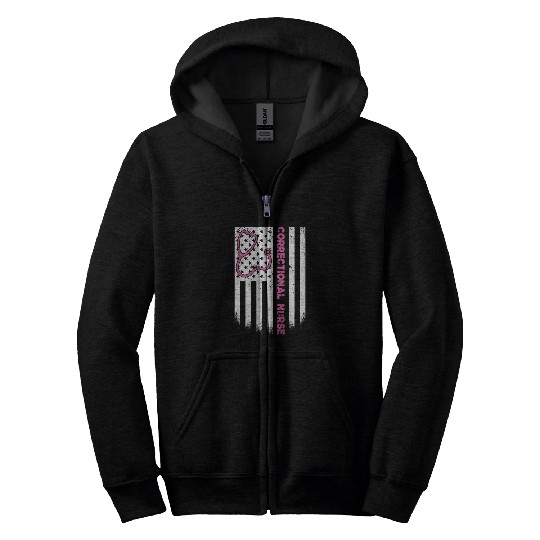 Correctional Nurse American flag US Stethoscope Zip Hoodies