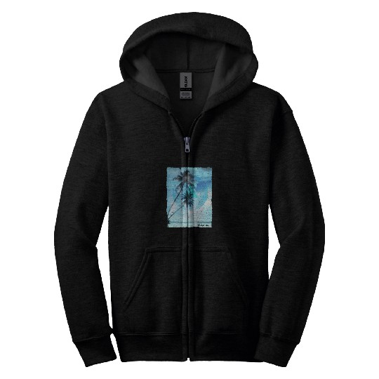 Artistic Malibu California Palm Tree Vacation Zip Hoodies