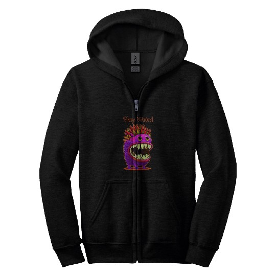 Stay Weird Monster Doodle Violet Zip Hoodies