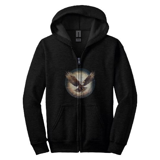 Flying Bald Eagle Zip Hoodies