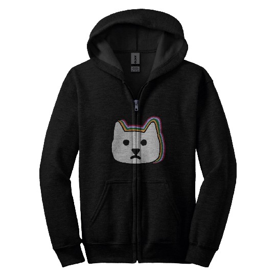 cat face Zip Hoodies