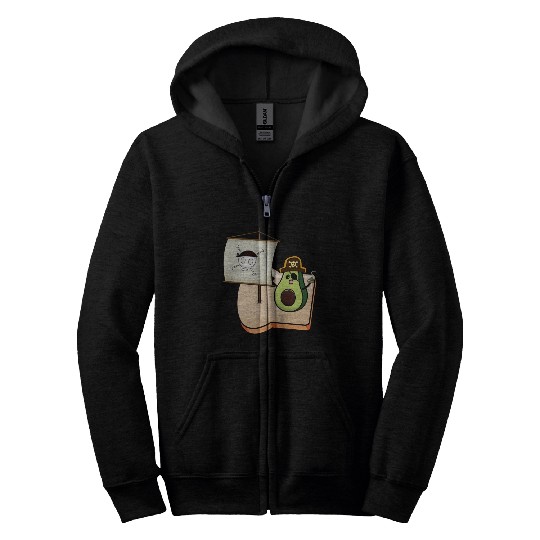 Funny avocado pirate sailing on a toast bread Zip Hoodies