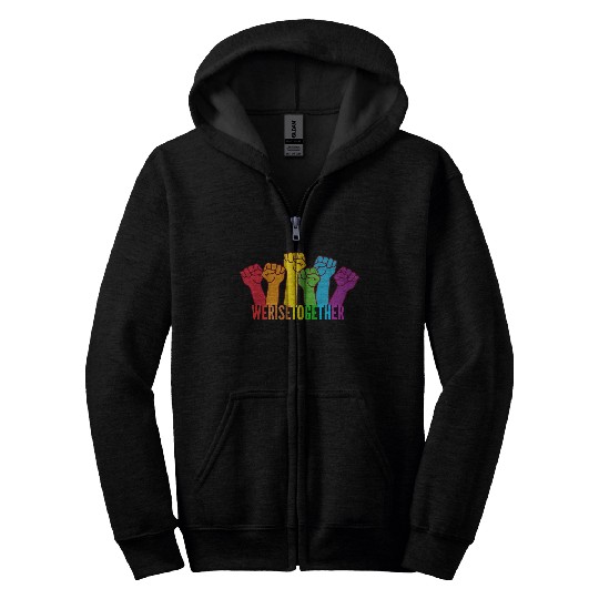 We Rise Together Lgbt Pride Rainbow Flag Zip Hoodies