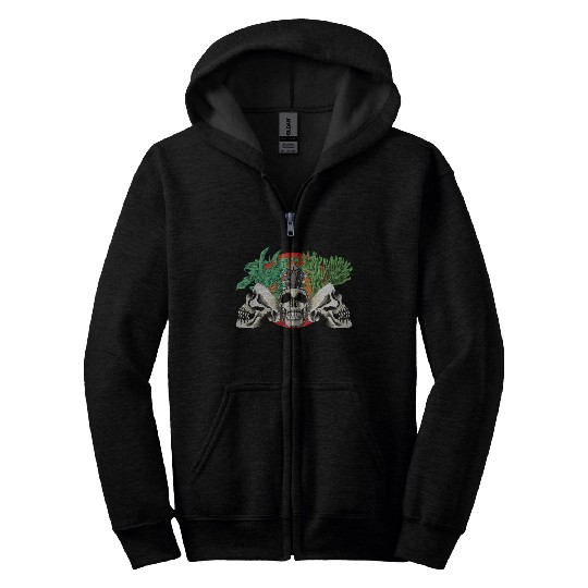 Skull Plant of the blood moon night light Zip Hoodies