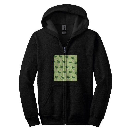 Green Tropical Palm Leaves In A Grey Vessel Zip Hoodies