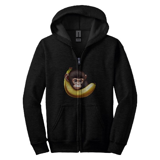 Monkey hide and seek banana Zip Hoodies