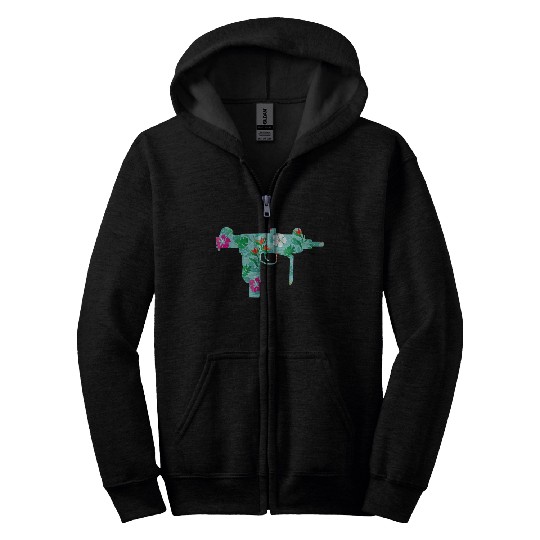 Tropical Gun Lover Firearm Beach Hawaiian Zip Hoodies