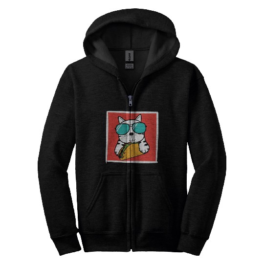 Cool Cat Taco Lover Zip Hoodies
