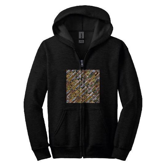 Wildlife Stripe orange Collage Zip Hoodies