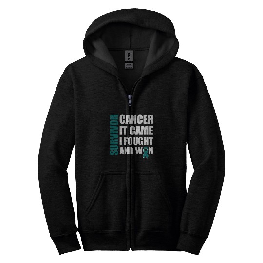 Ovarian Cancer Fight Cancer Ribbon Zip Hoodies