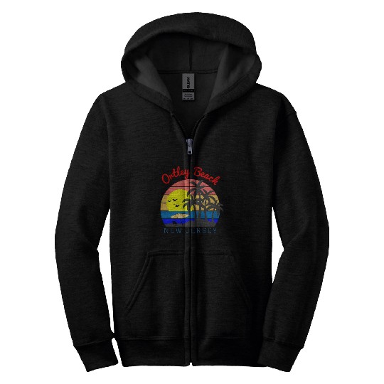 Ortley Beach New Jersey Beach Sunset Zip Hoodies