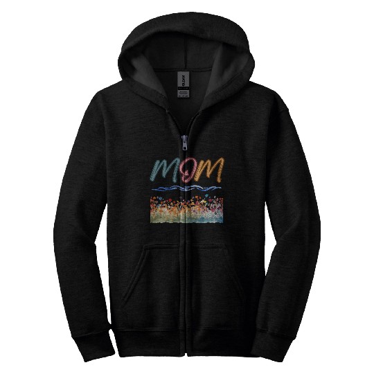 Colorful Flower Mom Mother's Day I Love Mom Zip Hoodies