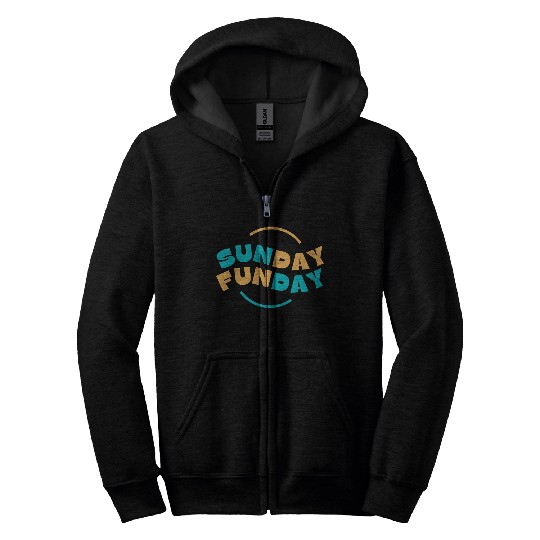 Blue Yellow Sunday Funday Typography 1 Zip Hoodies