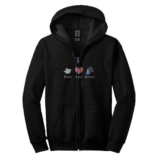 Peace Love & Science Heart Leopard Plaid Christmas Zip Hoodies