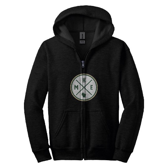 Milwaukee Circle Patch Green Zip Hoodies