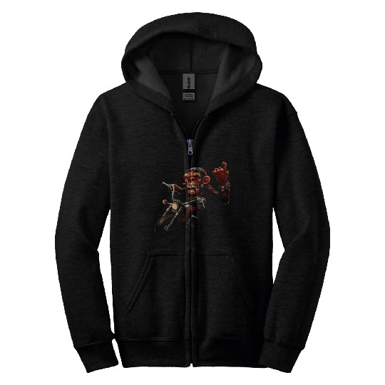Zombie Raider Monkey Rockstar Zip Hoodies