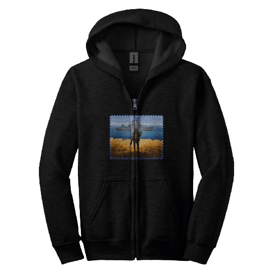 Ukraine Postage Stamp Flag Zip Hoodies