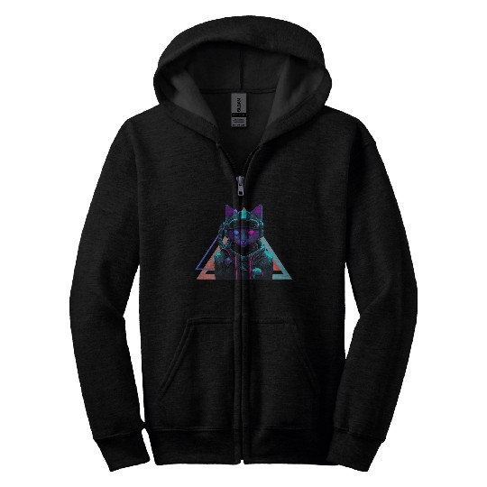 Cyberpunk cat Zip Hoodies