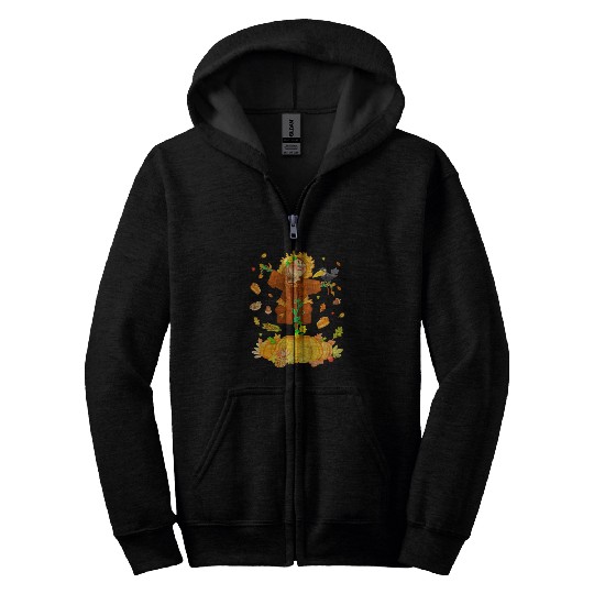 Scarecrow Pumpkin Garden Hello Thanksgiving Zip Hoodies