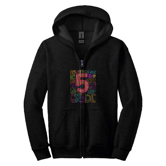 Typography 5th Grade Student Teacher Back To Zip Hoodies