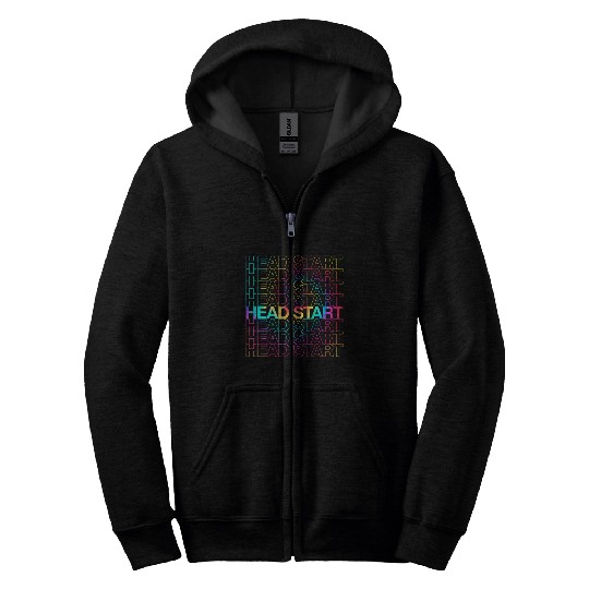 Rainbow Tie Dye Head Start Team Back To School Zip Hoodies