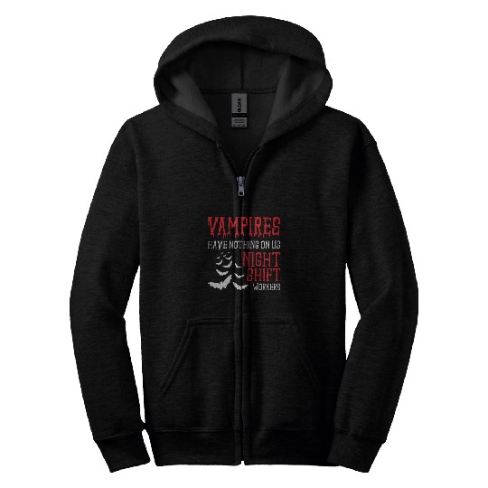Night Shift Worker Graveyard Duty Zip Hoodies