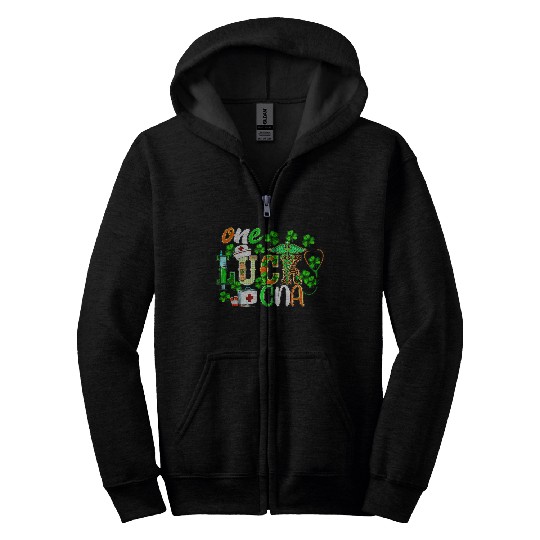 St Patrick'S Day One Lucky Cna Leopard Zip Hoodies