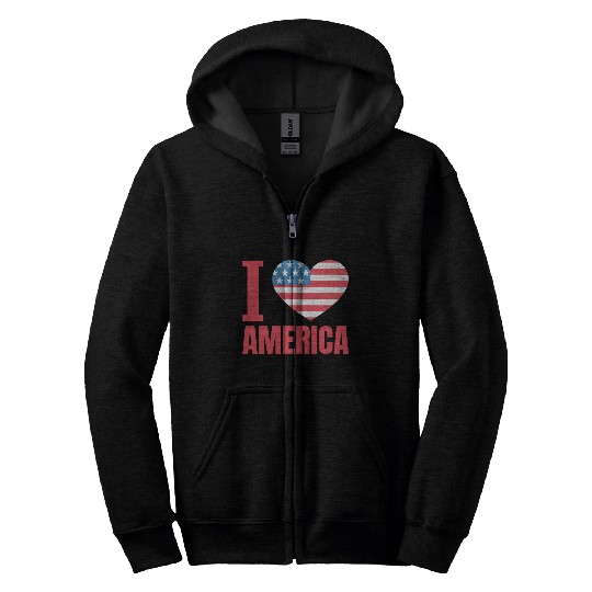 I Love America Zip Hoodies