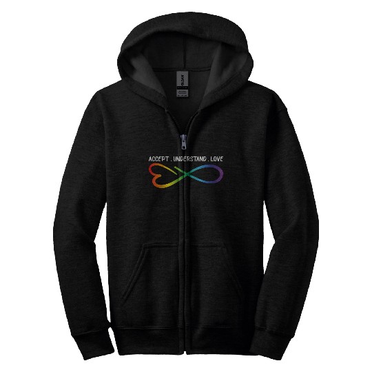 Accept Understand Love Neurodiversity Infinity Aut Zip Hoodies