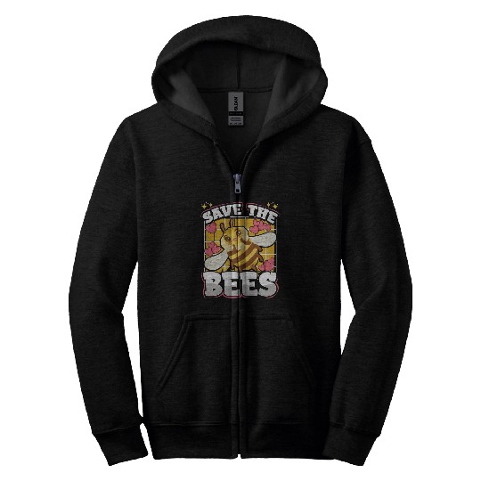 Save The Bees Cute Bumblebee Zip Hoodies