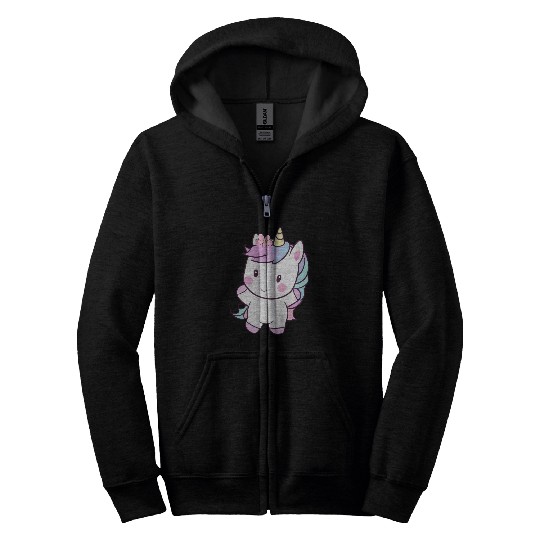Cute Dancing Unicorn, Joyful Fantasy Design Zip Hoodies