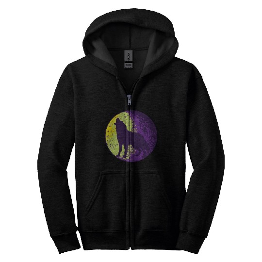 Howling wolf in the moon cool Zip Hoodies