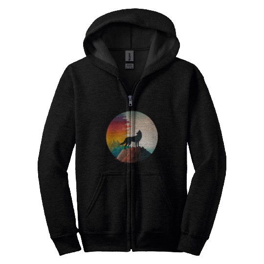LGBTQIA+ Majestic wolf on the mountain top Zip Hoodies