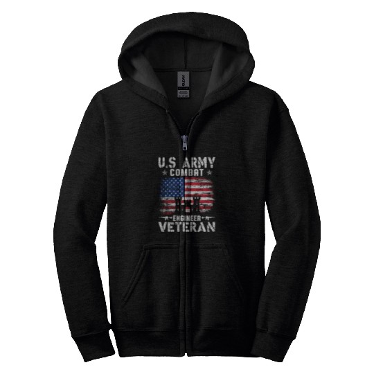 US Army Combat Engineer Veteran Zip Hoodies