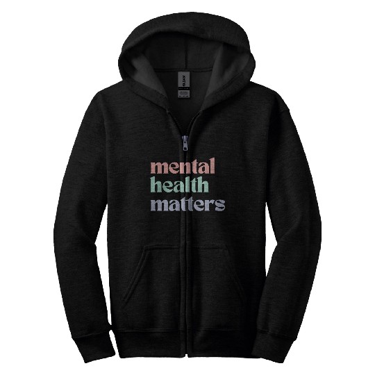 Mental Health Matters | Retro Quote Pastel Rainbow Zip Hoodies