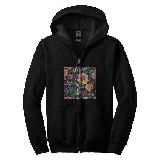 Colorful Floral Pattern Zip Hoodies