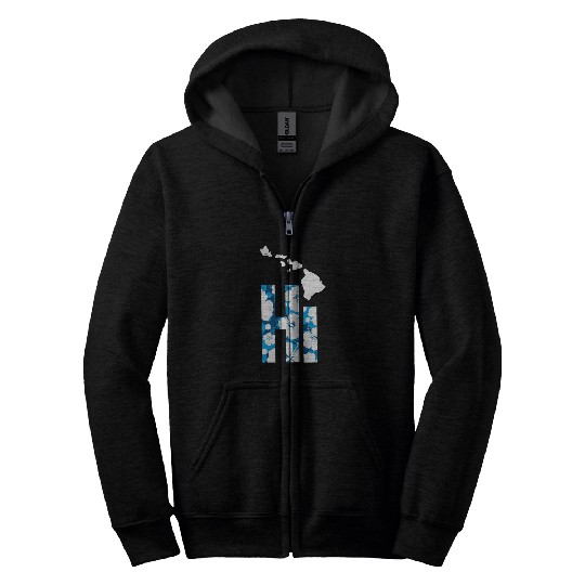 Hawaii Hi Hibiscus Blues Zip Hoodies