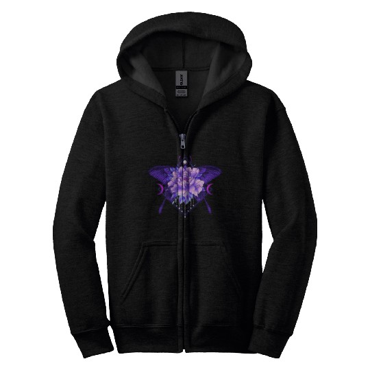 Peony Butterfly geometric tattoo Zip Hoodies
