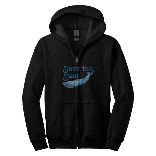 Save The Seas And Oceans Save The Planet Blue Zip Hoodies