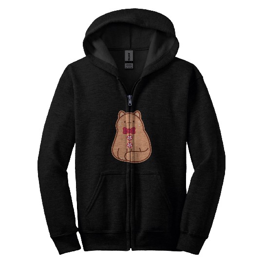 Gingerbread Cat Zip Hoodies