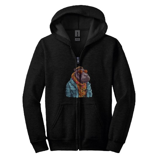 Graffiti Hippo. Heavyweight Strength. Zip Hoodies